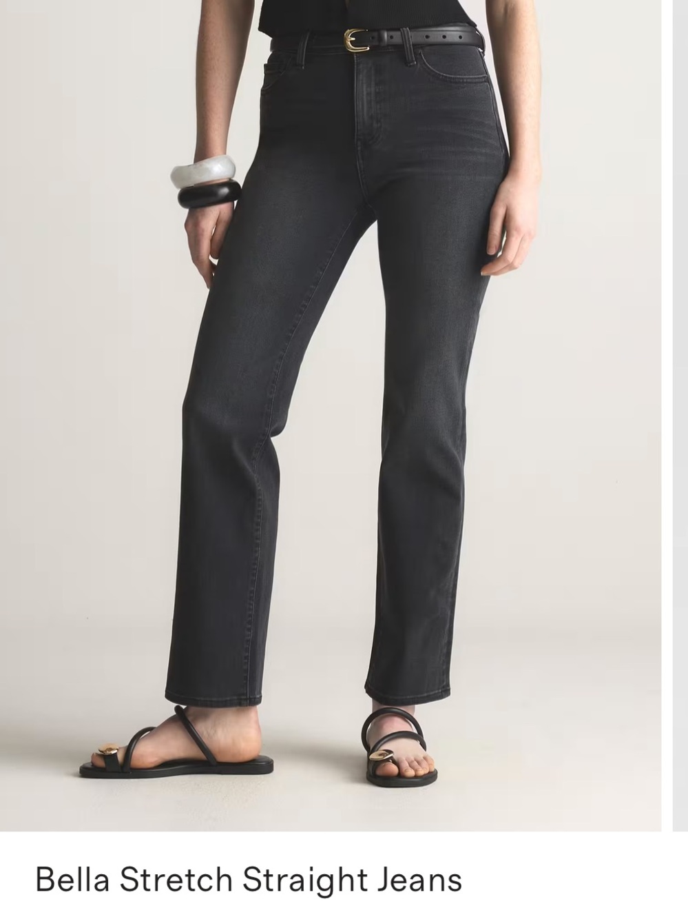 Quince Bella Stretch Straight Jeans in Faded Black